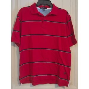 Cremieux Classics Men's Polo Shirt Size M - Red with Blue Chambray Detail